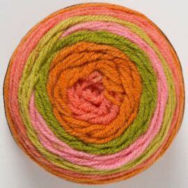 Kartopu Jersey 1629 Olive, Lime, Pinks, and Oranges made with acrylic and wool